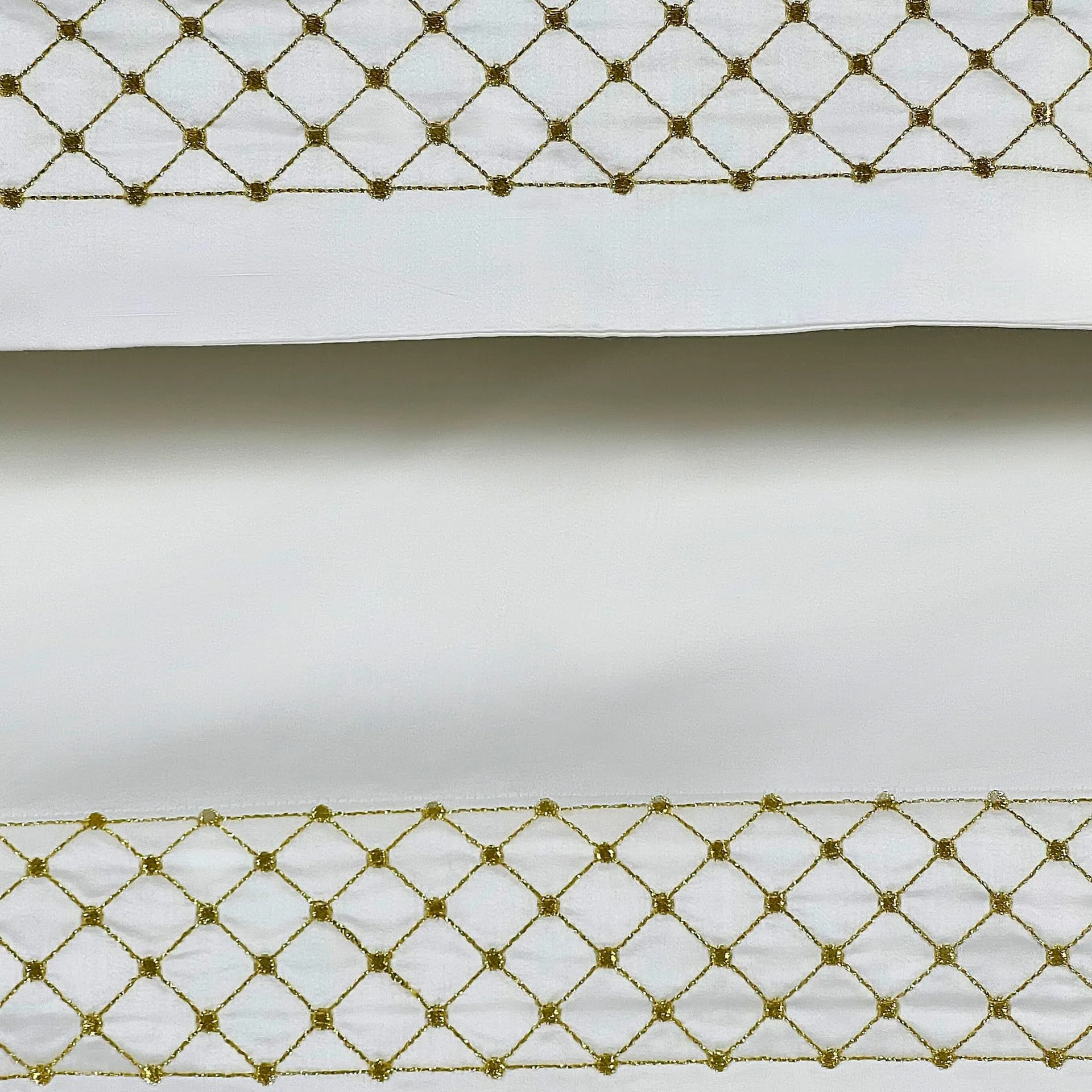 100% Cotton Solid, King Size Bedsheet (275x275cm), Gold Zari Embroidery Pillow Covers (50x70cm), Ecru Colour