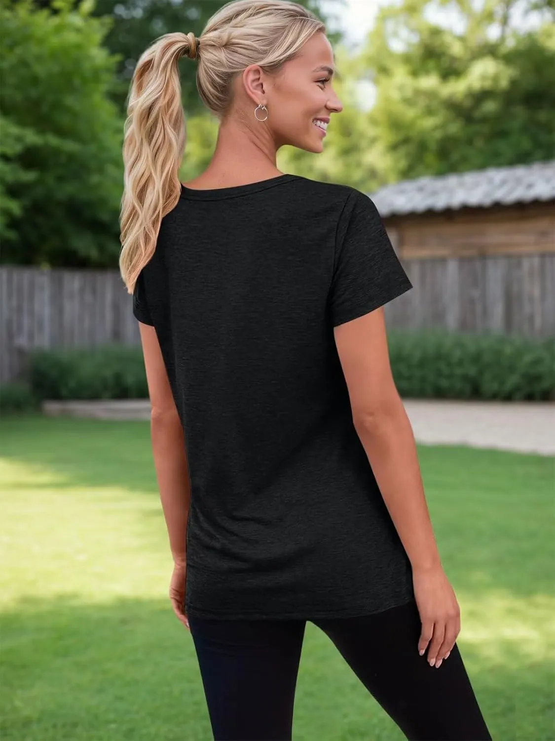 3 Pack Women's T Shirts Short Sleeve Basic Tees, 2025 Spring Summer Clothing V Neck Casual Tops Trendy Outfits
