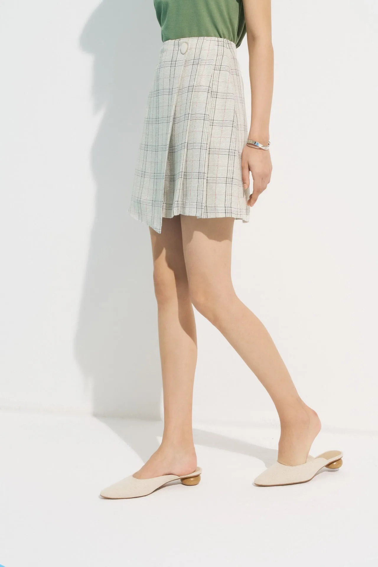 A-Line Wrapped Skirt in  Plaid Checks