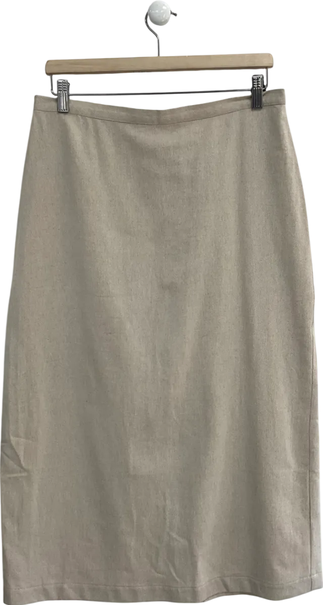 Albaray Beige Linen Midi Skirt UK 14