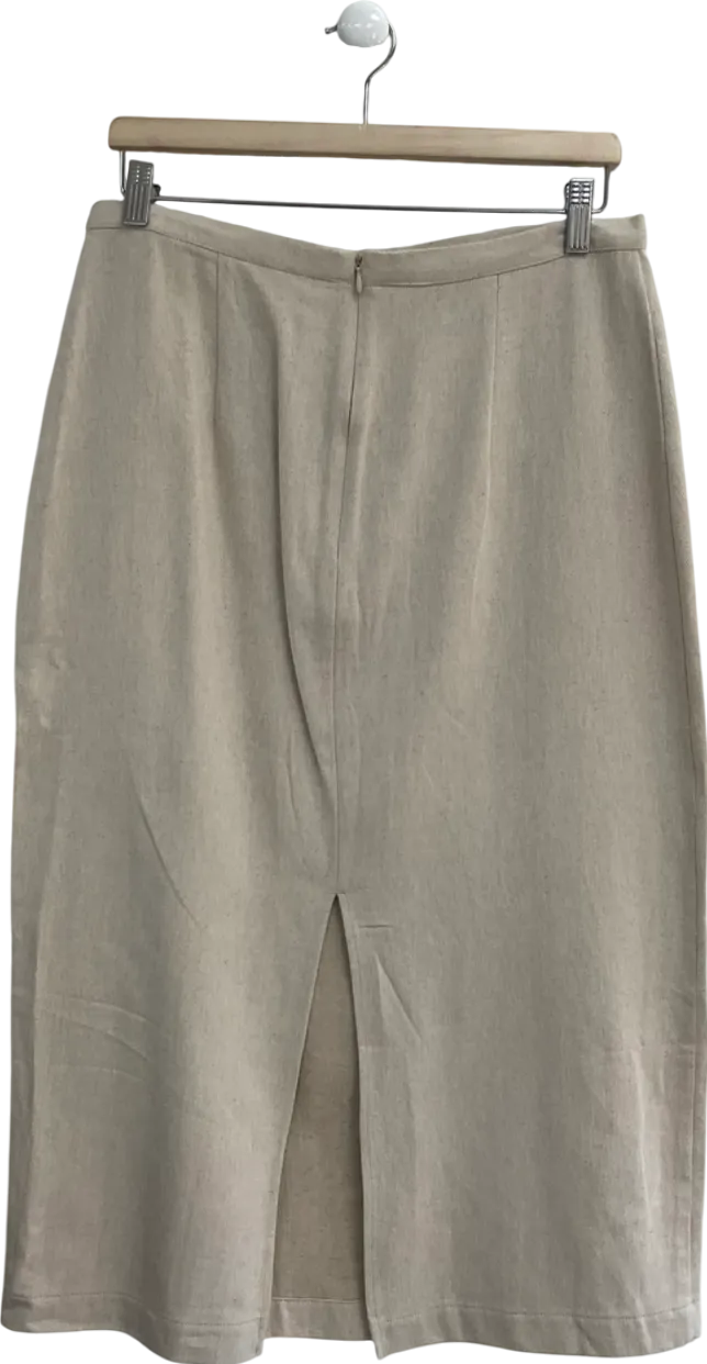 Albaray Beige Linen Midi Skirt UK 14