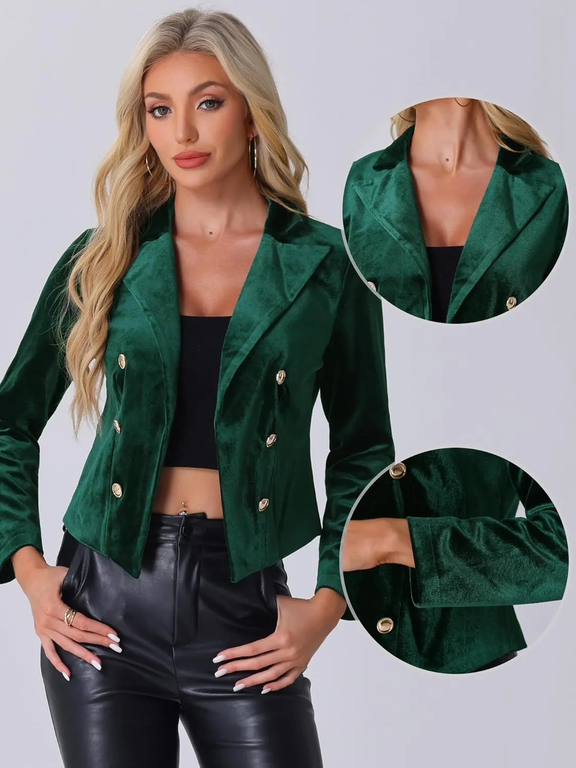 Allegra K Velvet Blazer Jacket for Women's Notch Lapel Open Front Long Sleeve Party Cocktail Velour Sports Coat