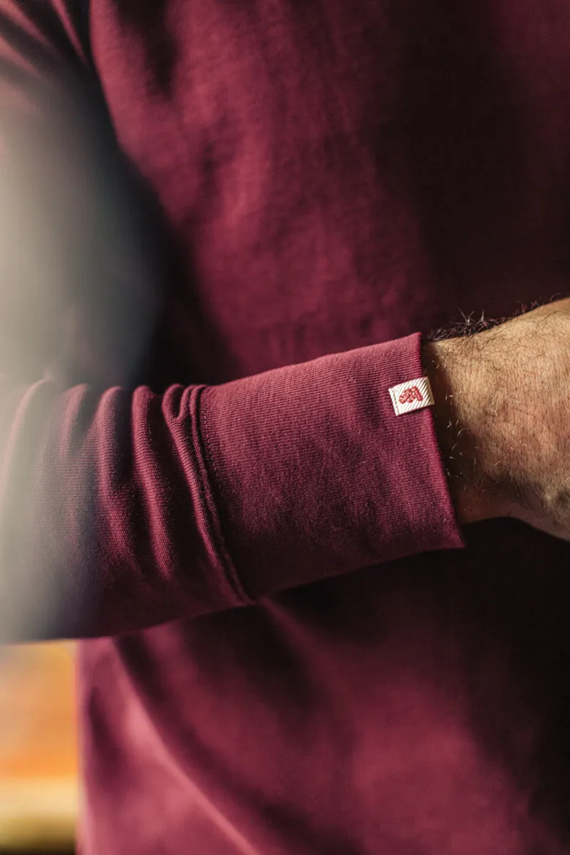 &SONS Boxer Pocket Long Sleeve T-Shirt Maroon