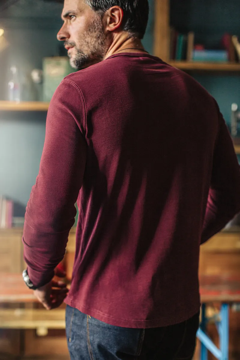 &SONS Boxer Pocket Long Sleeve T-Shirt Maroon