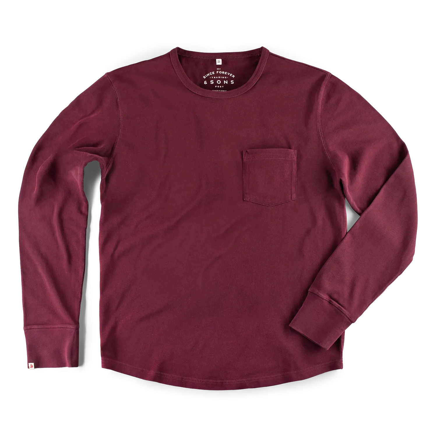 &SONS Boxer Pocket Long Sleeve T-Shirt Maroon