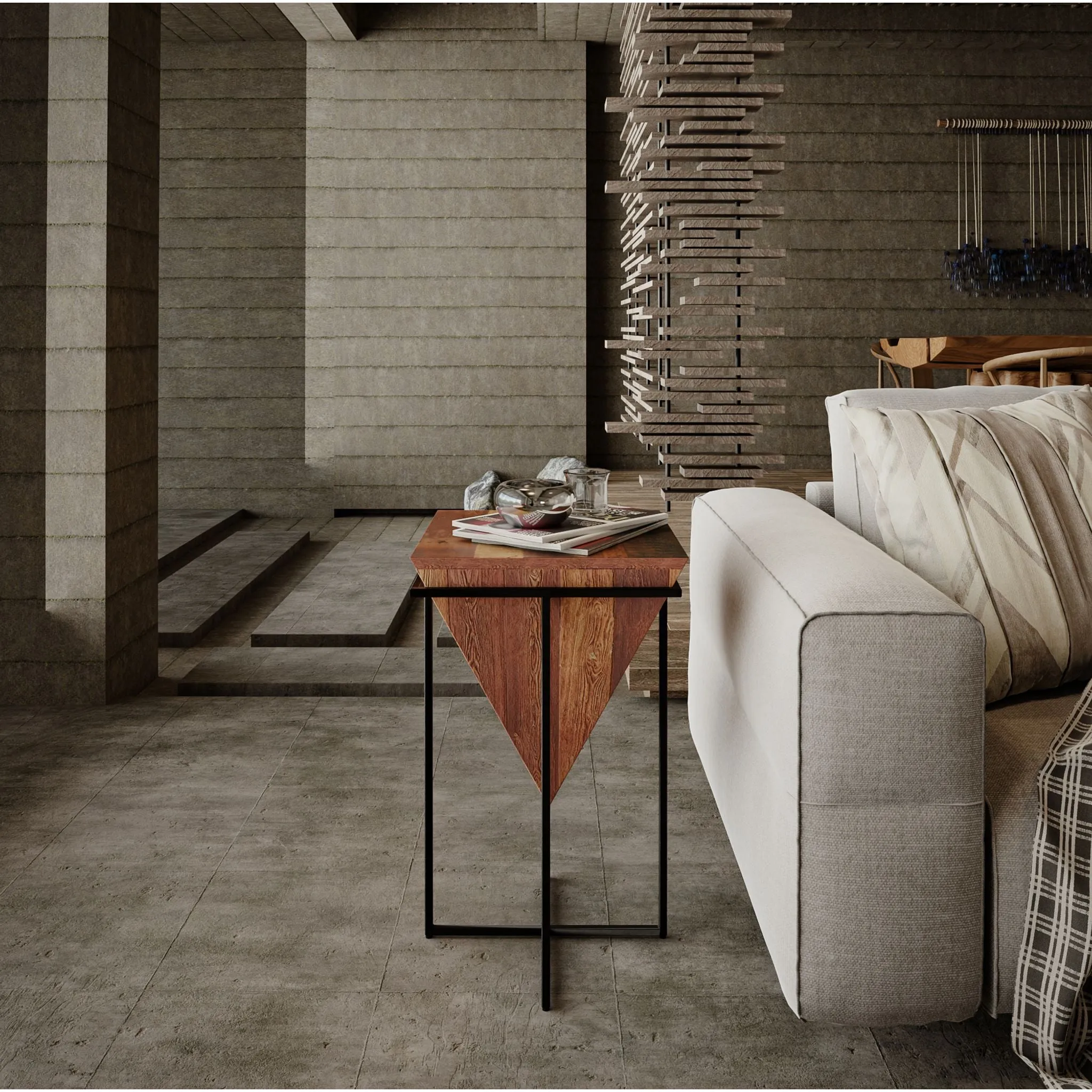 Bare Decor Compass Accent Table in Mango Wood with Metal Base, 16x16x24