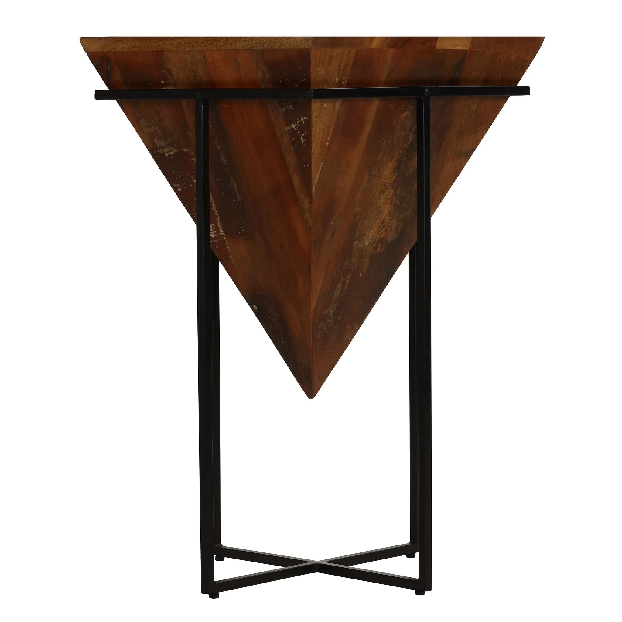 Bare Decor Compass Accent Table in Mango Wood with Metal Base, 16x16x24