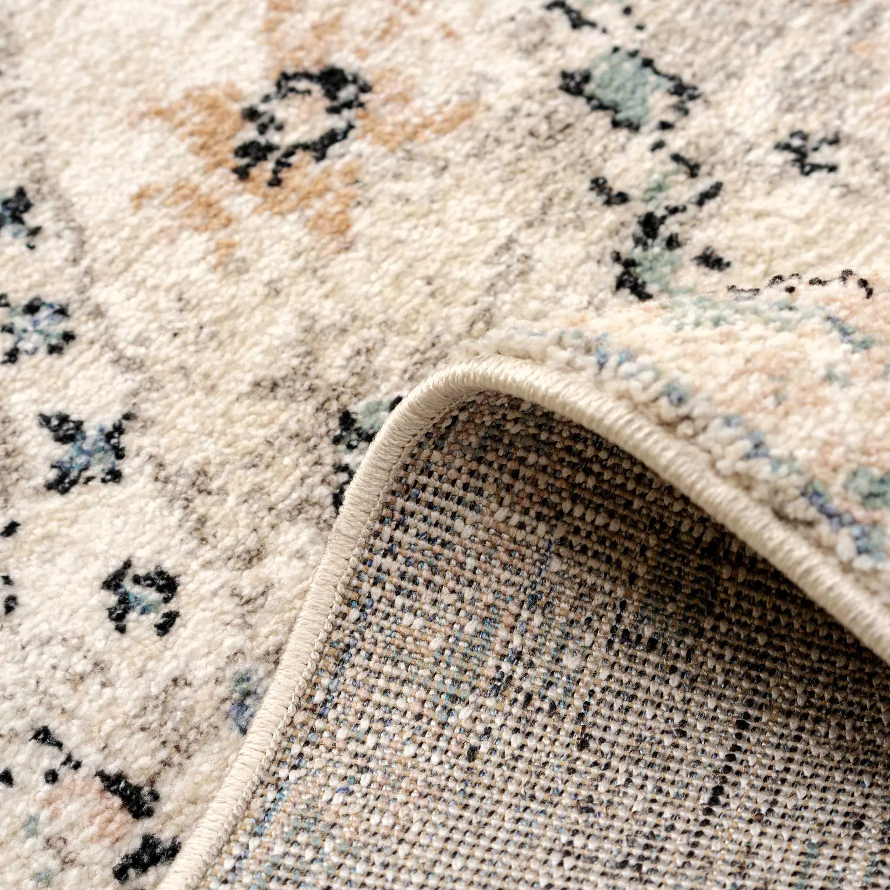 Beige Blue Aztec Stair Carpet