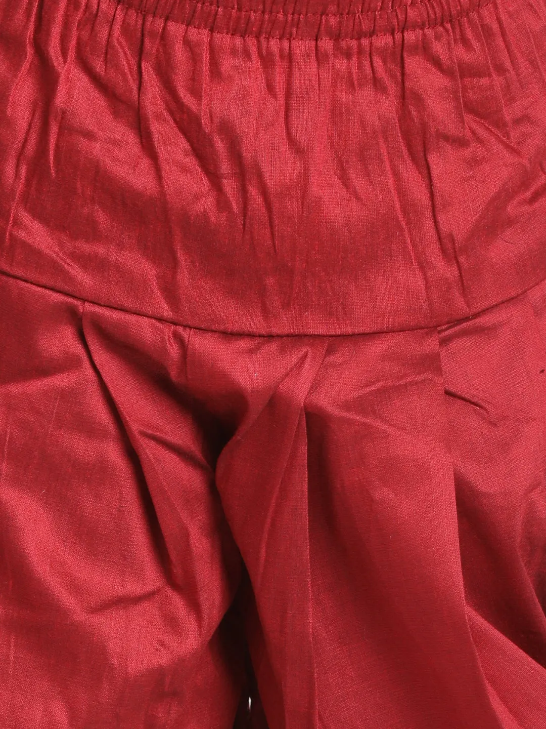 Boy's Maroon And Gold Jacket, Kurta And Dhoti Set - Vastramay Boys