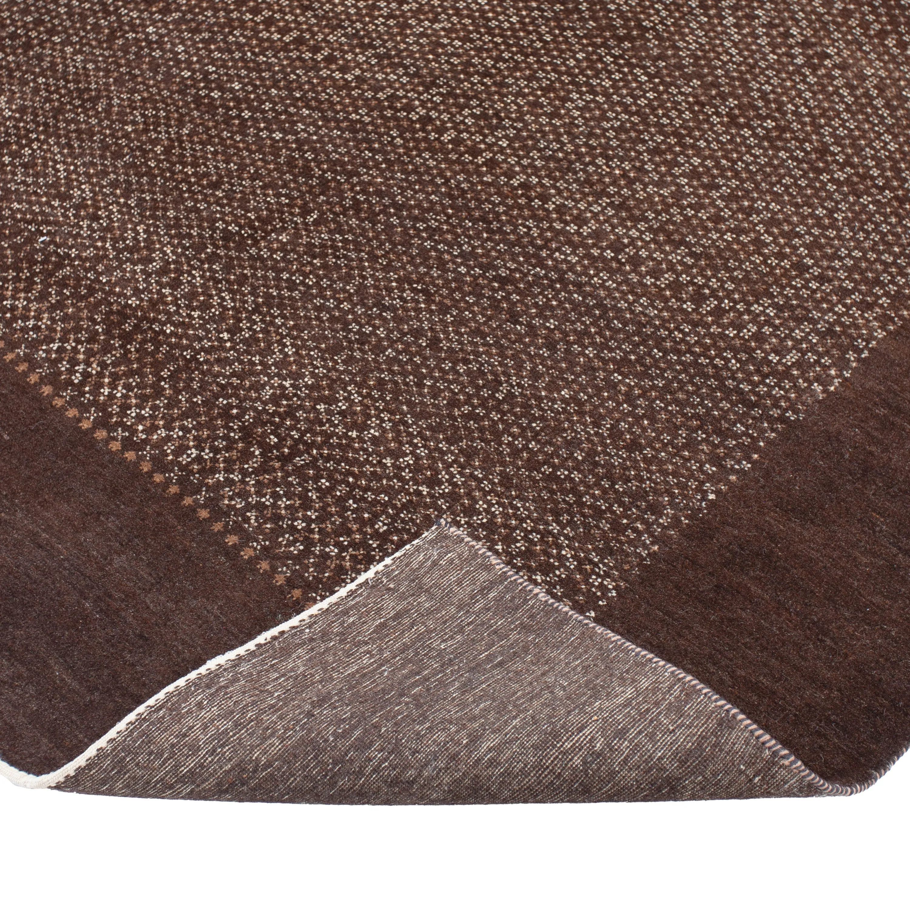 Brown Contemporary Wool Rug - 8'1" x 11'7"