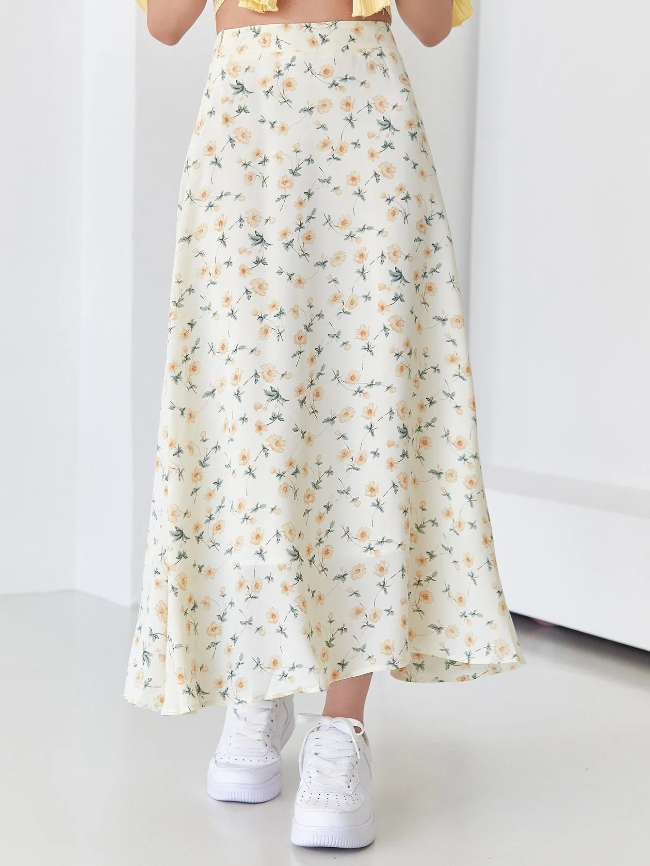 Casual All Over Print High Waist Long Women Skirts