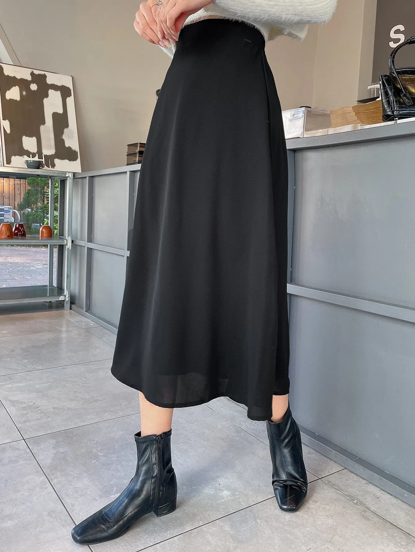 DAZY Allover Print Elastic Waist Skirt