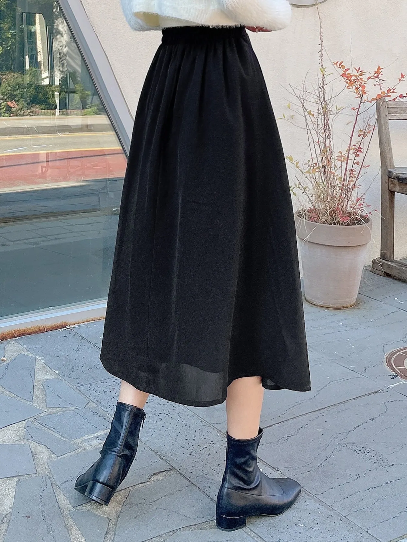 DAZY Allover Print Elastic Waist Skirt