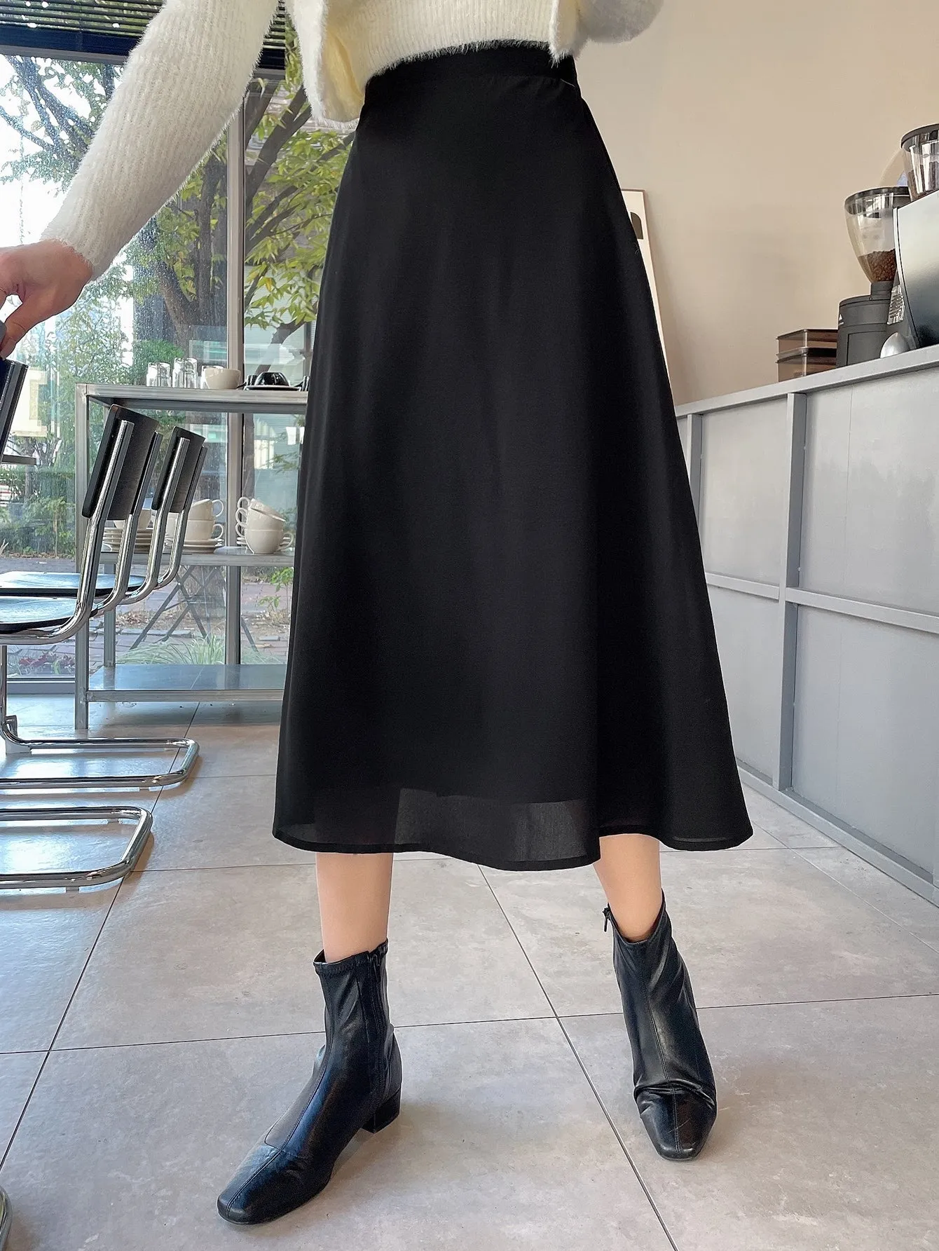 DAZY Allover Print Elastic Waist Skirt