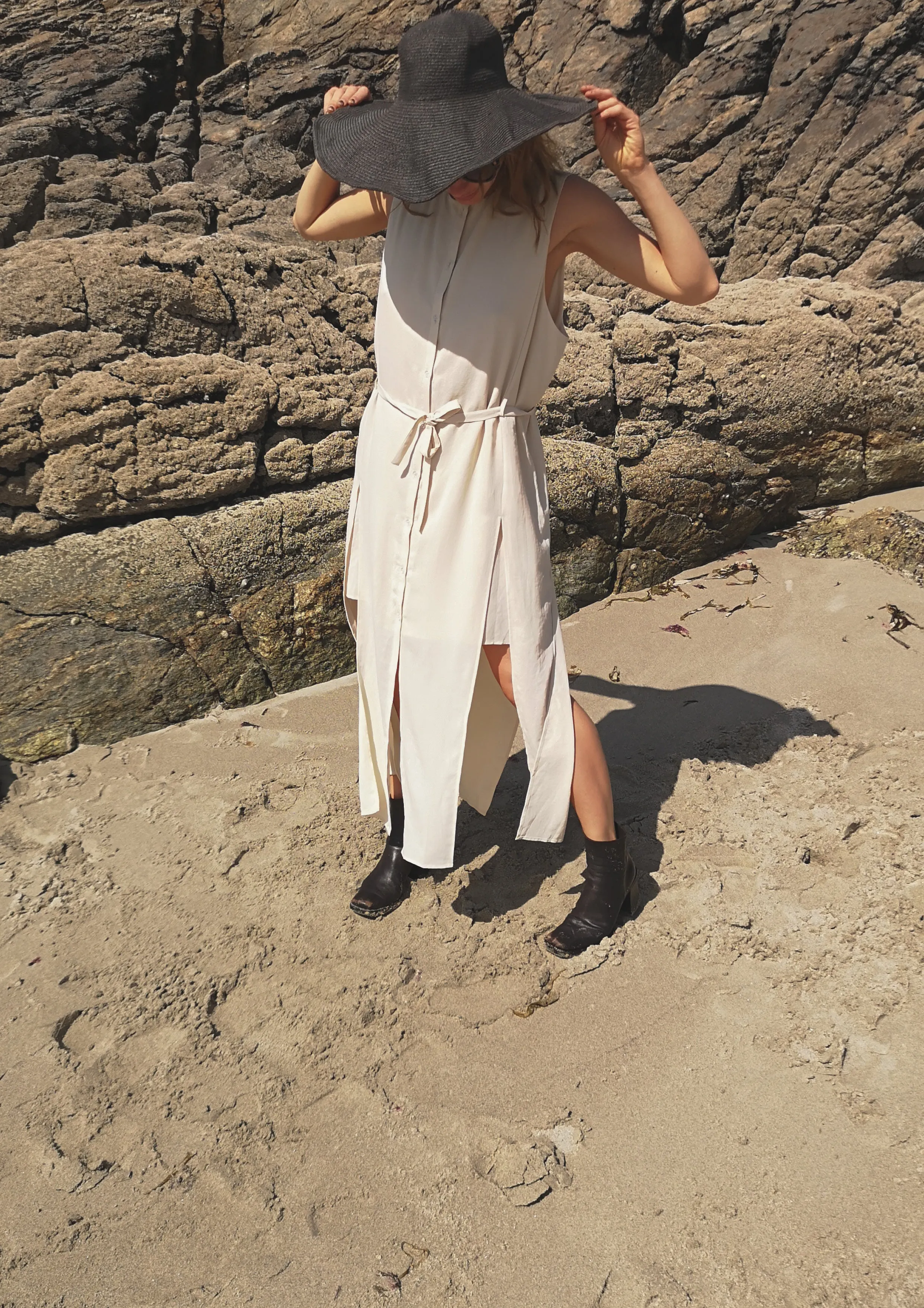DRESS LONG SLEEVELESS - creme
