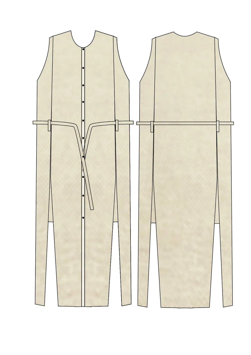 DRESS LONG SLEEVELESS - creme