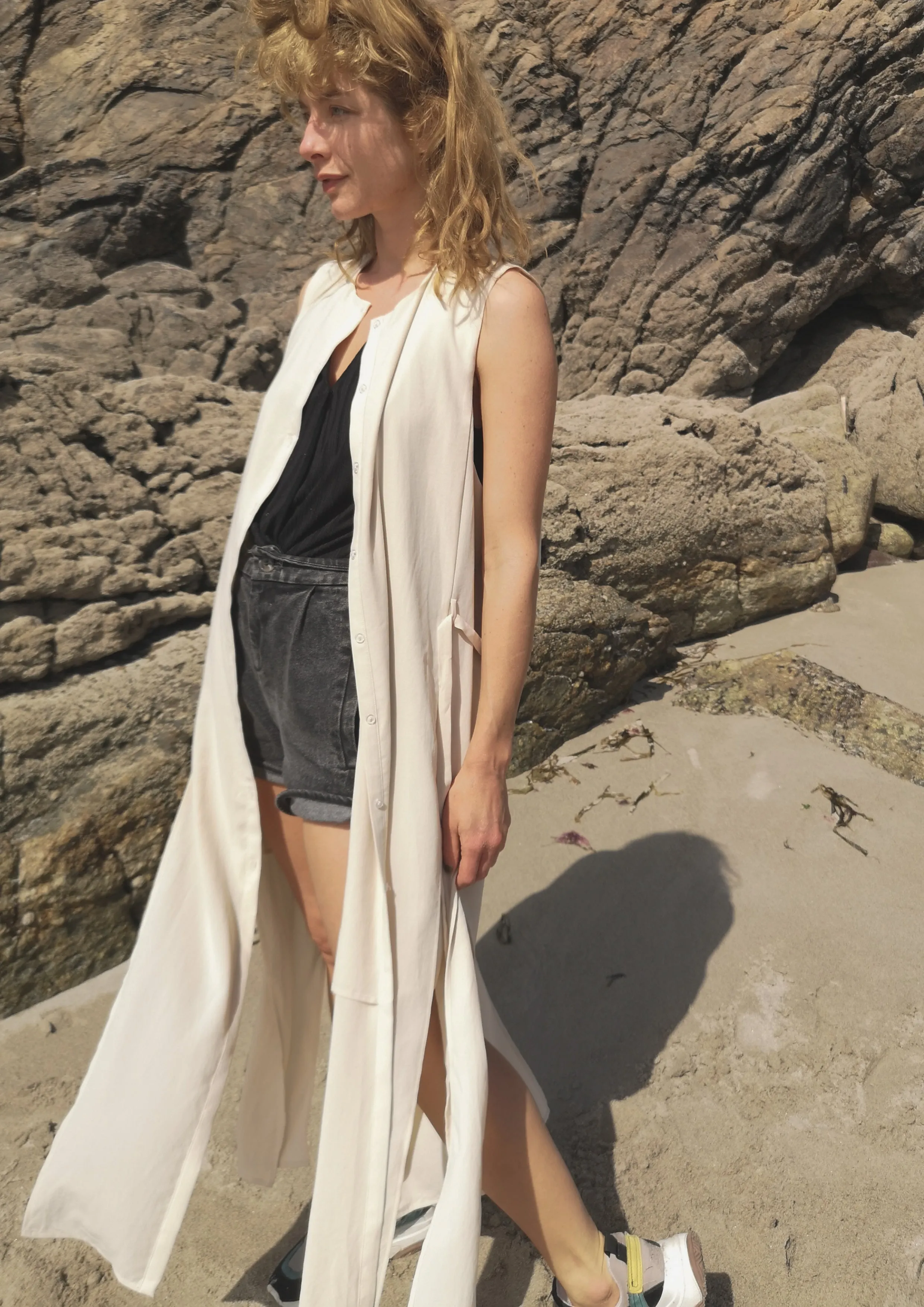 DRESS LONG SLEEVELESS - creme