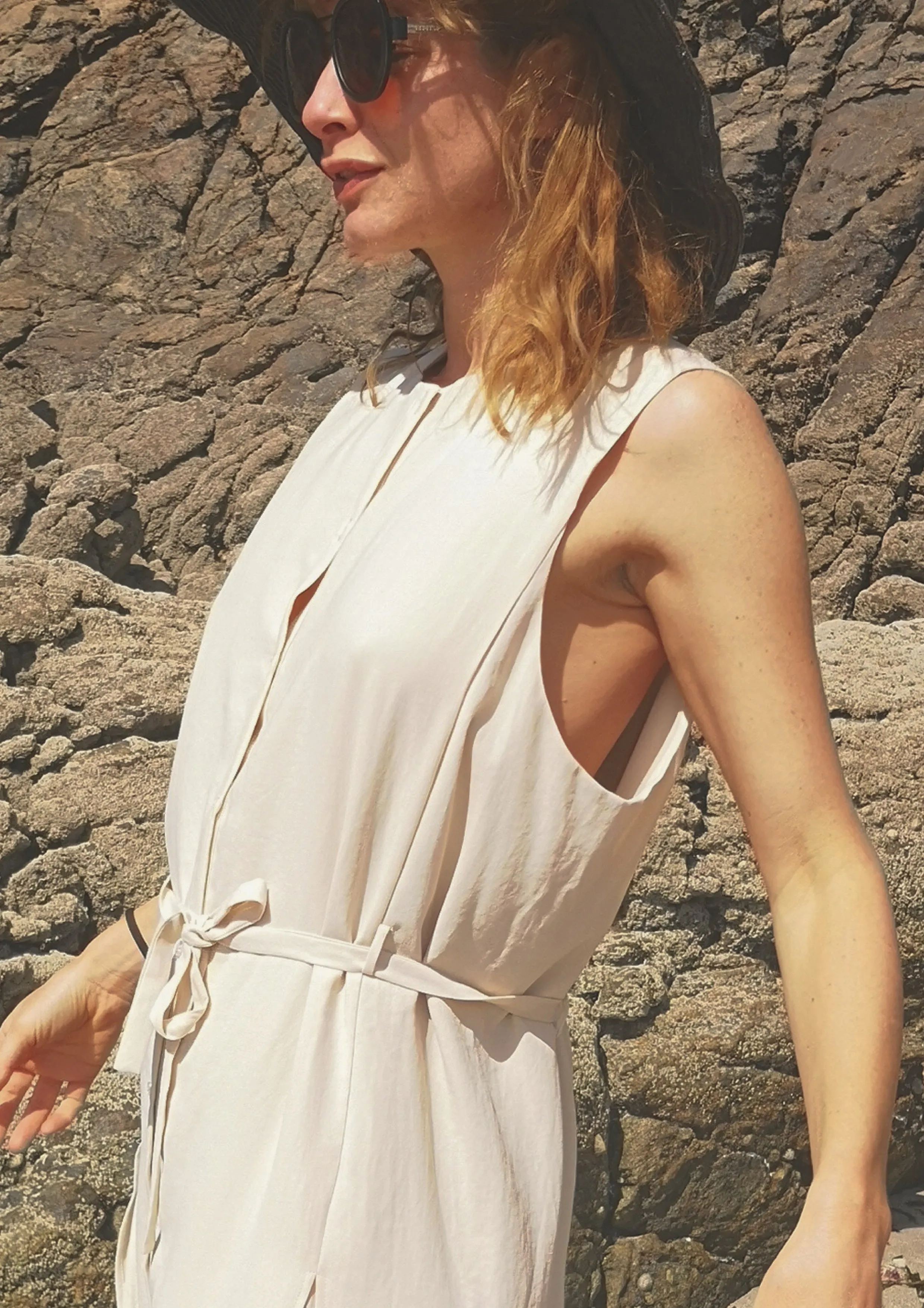 DRESS LONG SLEEVELESS - creme