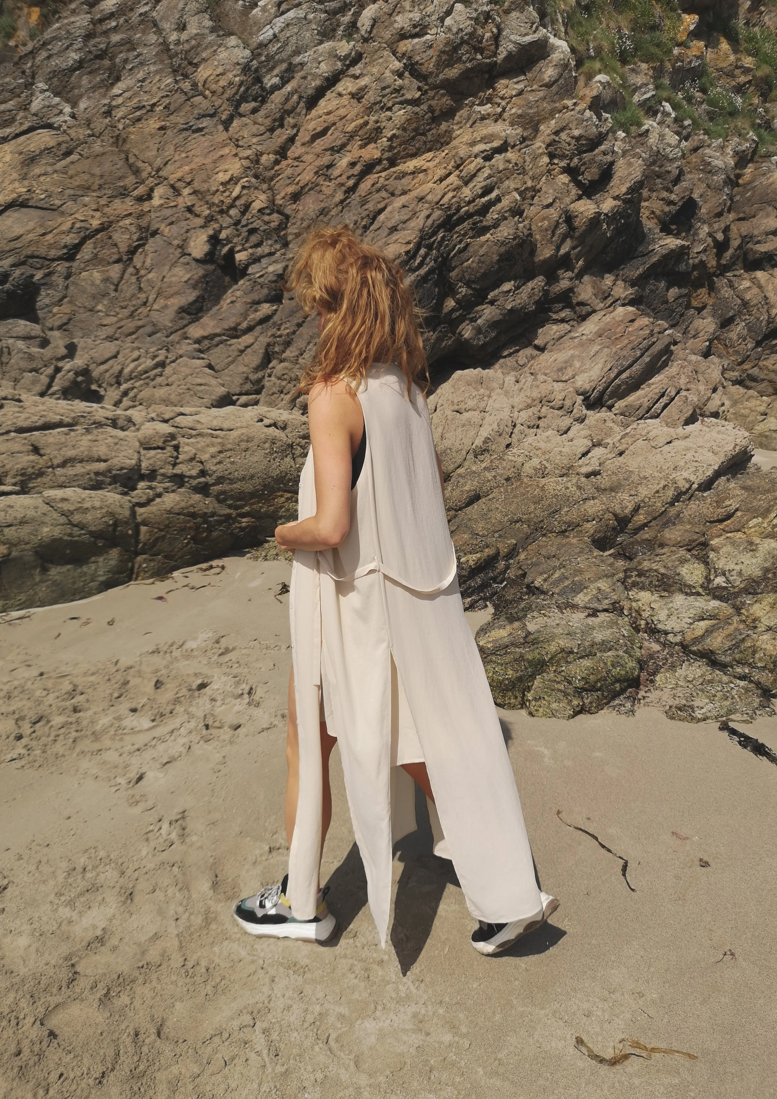 DRESS LONG SLEEVELESS - creme