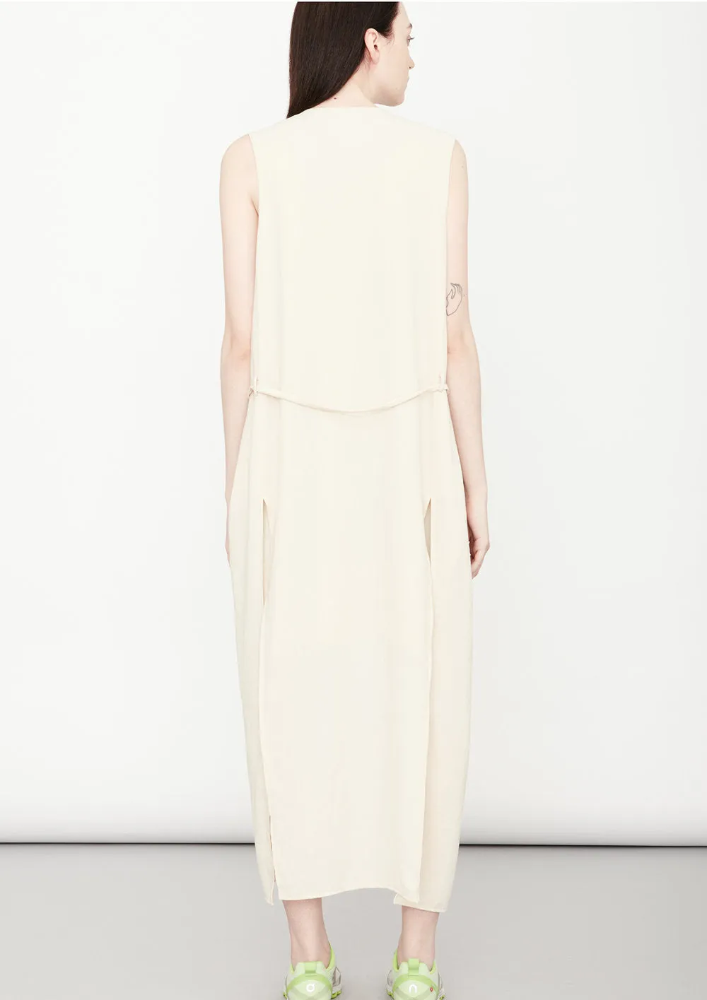 DRESS LONG SLEEVELESS - creme