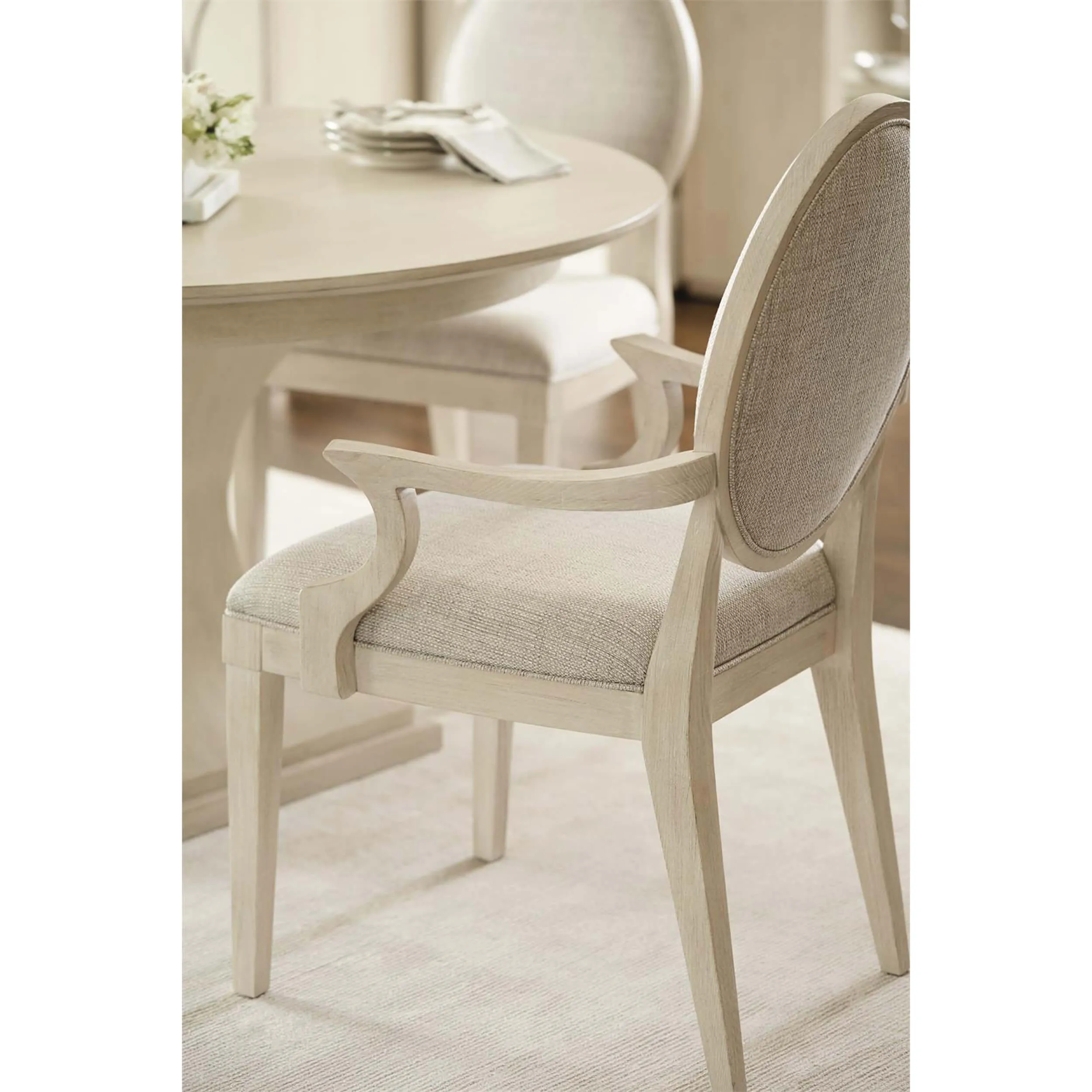 East Hampton Arm Chair, Cerused Linen, Set of 2