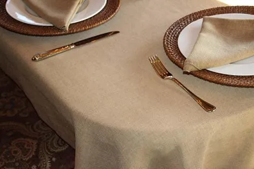 Faux Burlap Oval Tablecloth