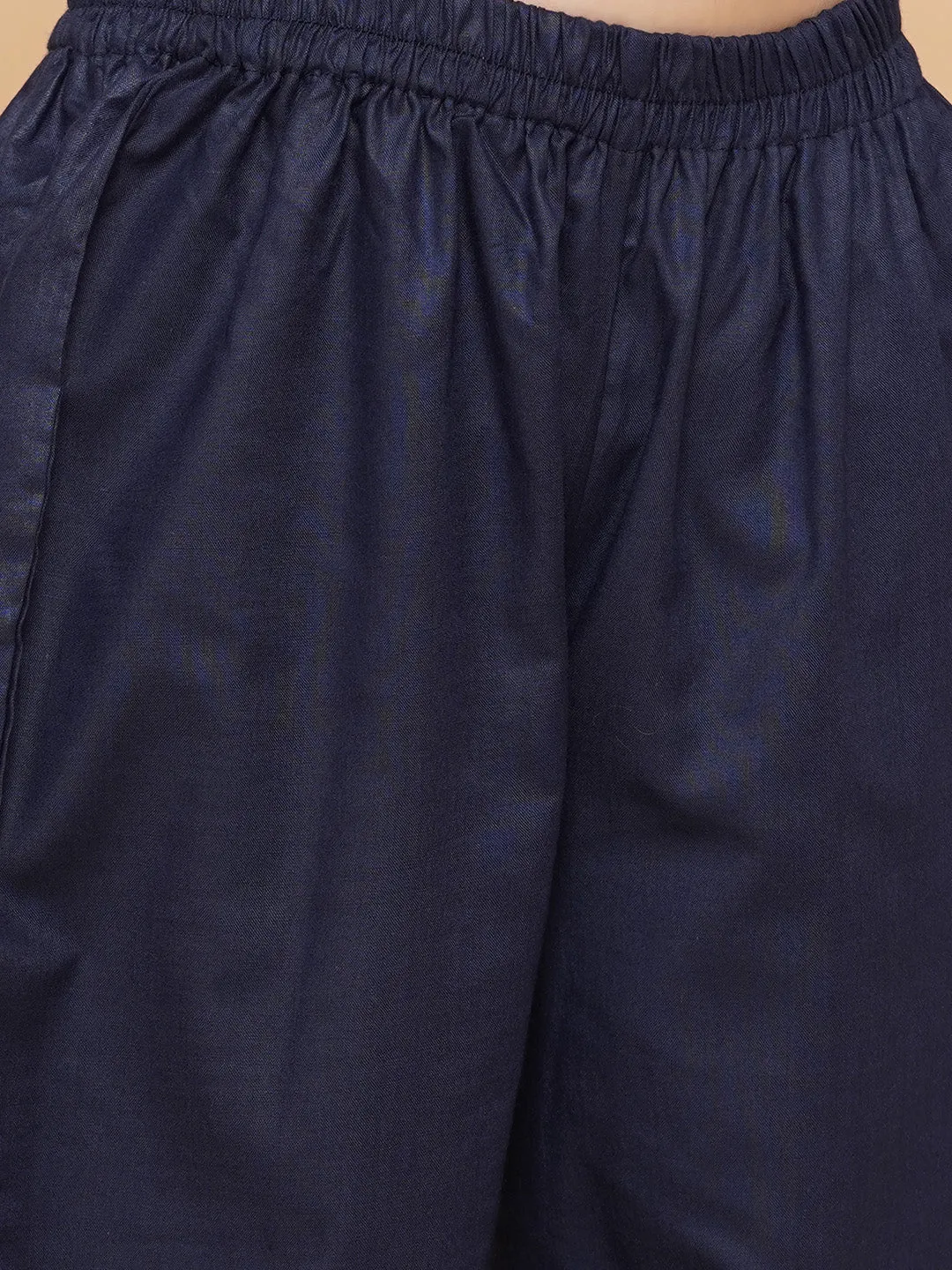 Girl's Navy Blue Digital Print Anarkali With Pant With Dupatta - Bitiya By Bhama