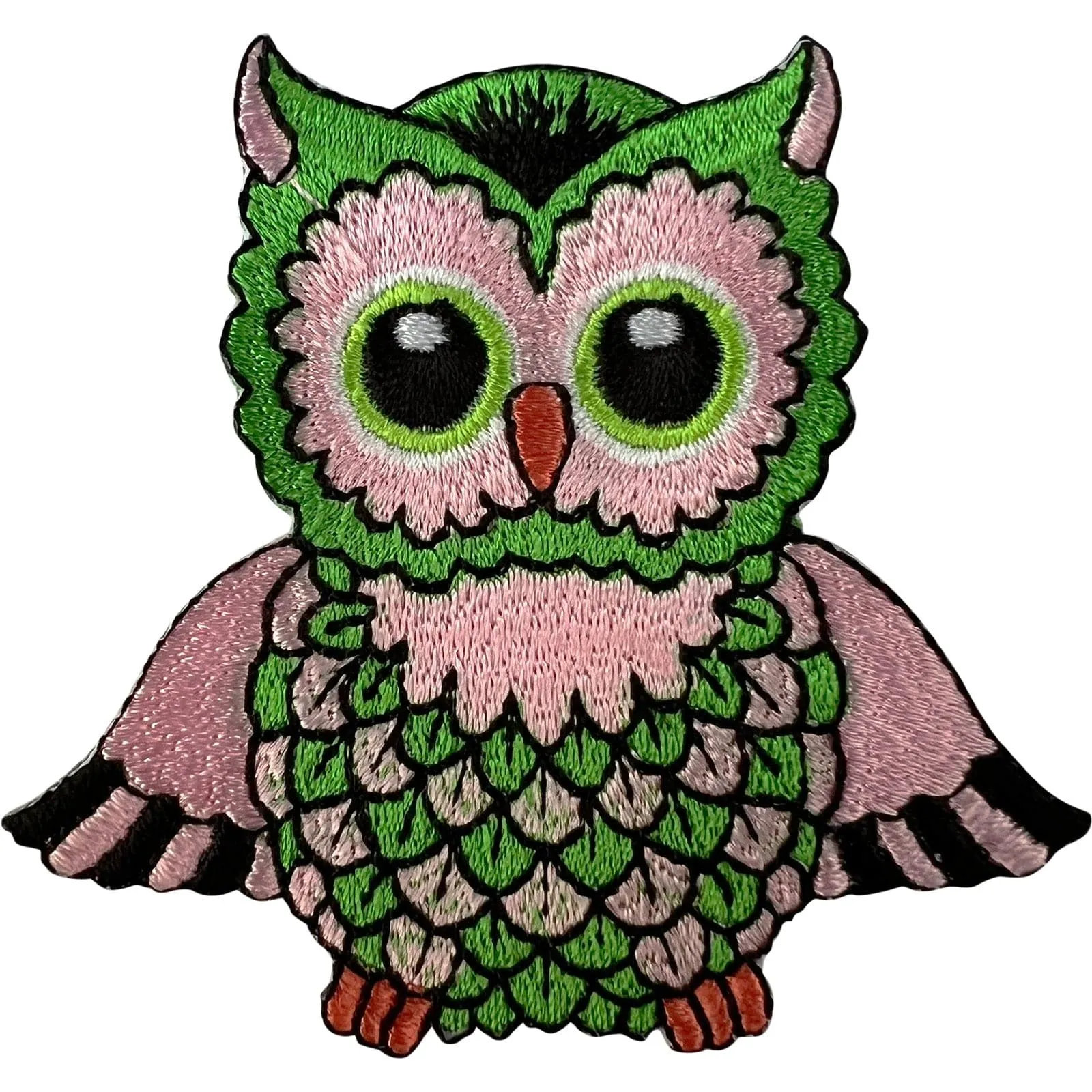 Green Pink Owl Patch Iron Sew On T Shirt Dress Skirt Bag Bird Embroidered Badge