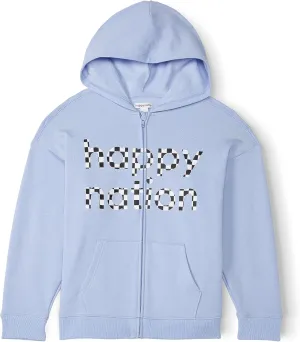 Happy Nation Girls Fleece Full Zip Hoodie Sweatshirt