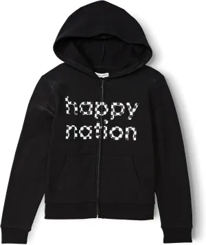Happy Nation Girls Fleece Full Zip Hoodie Sweatshirt