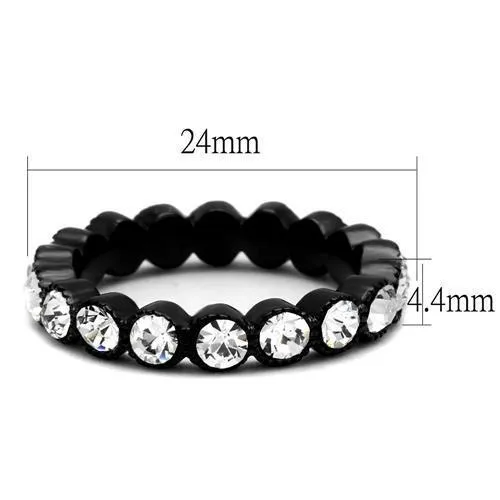IP Black(Ion Plating) Stainless Steel Ring with Top Grade Crystal in Clear for Women Style TK2207