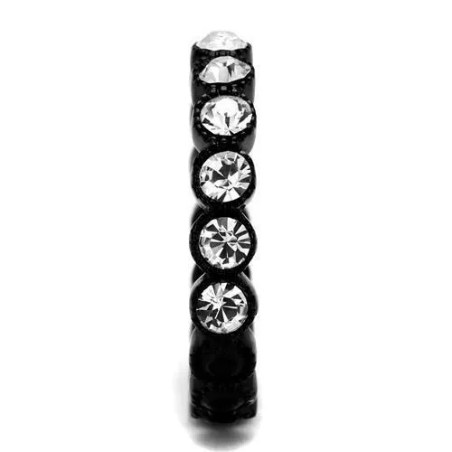 IP Black(Ion Plating) Stainless Steel Ring with Top Grade Crystal in Clear for Women Style TK2207