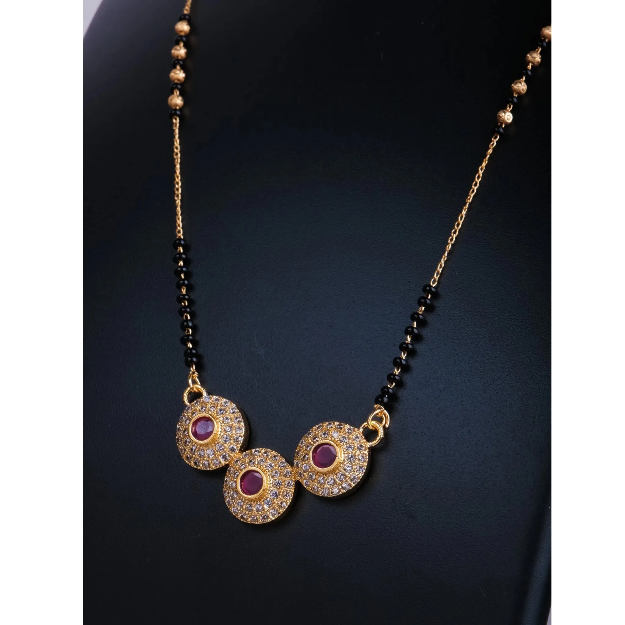 Maroon Dimond Mangal sutra Brass Mangalsutra