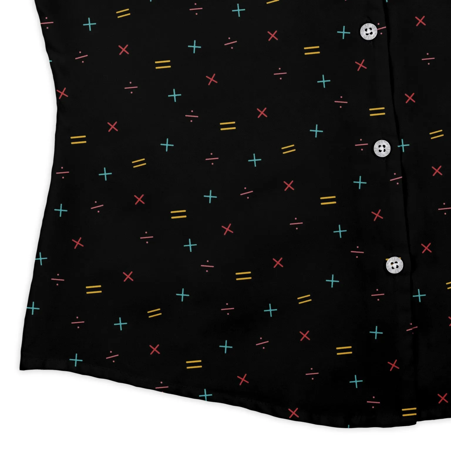 Math Symbols Black Curvy Button Up Shirt