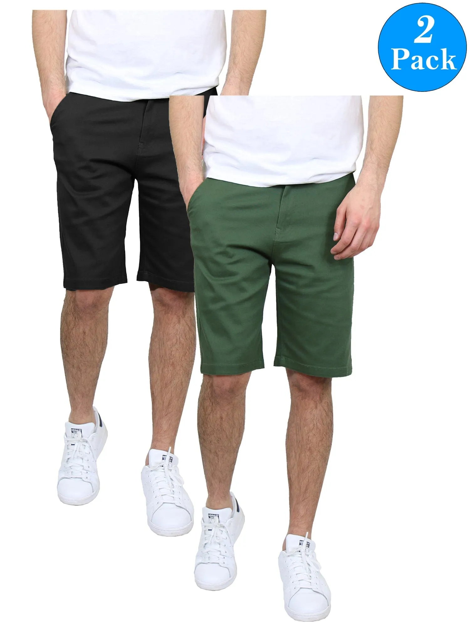 Men's 5-Pockets Flex Stretch Cotton Chino Shorts (2-Pack)