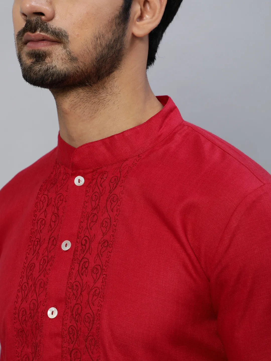 Men's Maroon Indian Long Kurta - Aks Men