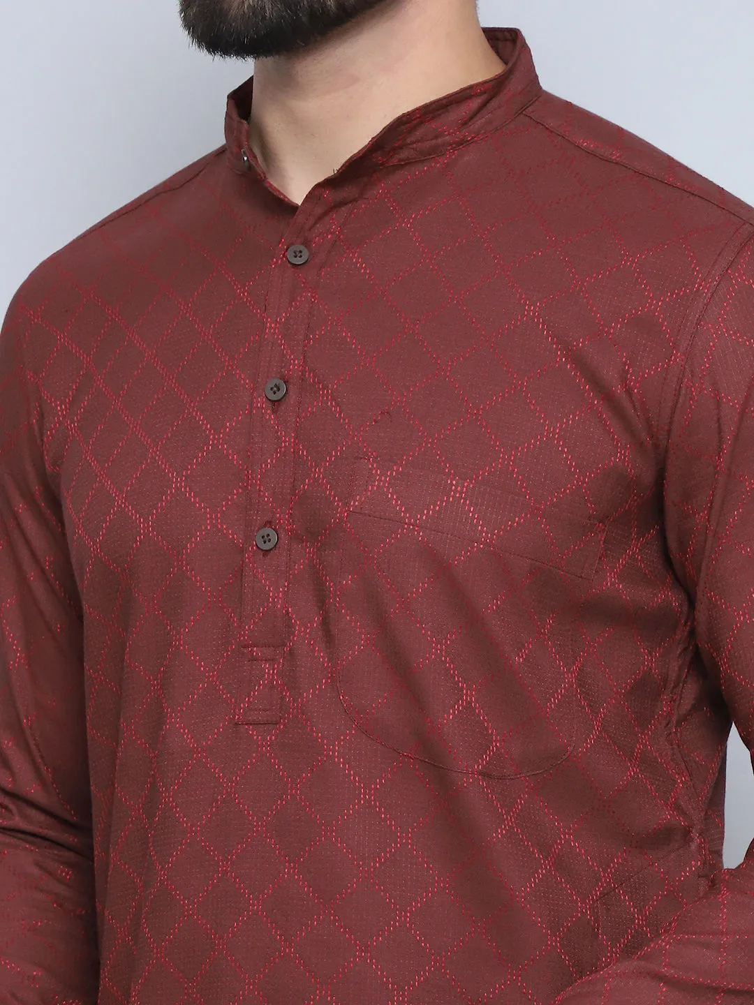 Men's Maroon Pure Cotton Kurta - Even Apparels