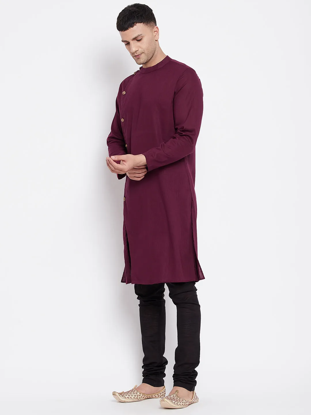 Men's Sherwani Kurta With Asymetrical Cut - Even Apparels