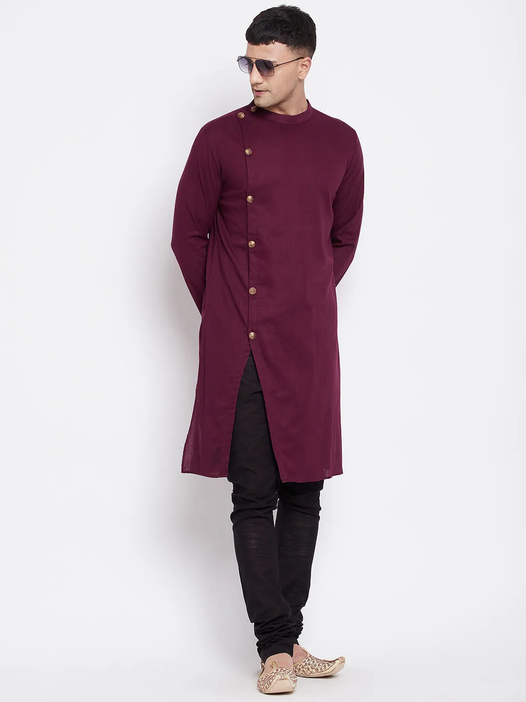 Men's Sherwani Kurta With Asymetrical Cut - Even Apparels