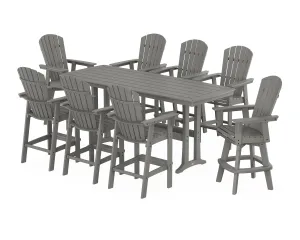 Nautical Curveback Adirondack Swivel 9-Piece Bar Set with Trestle Legs