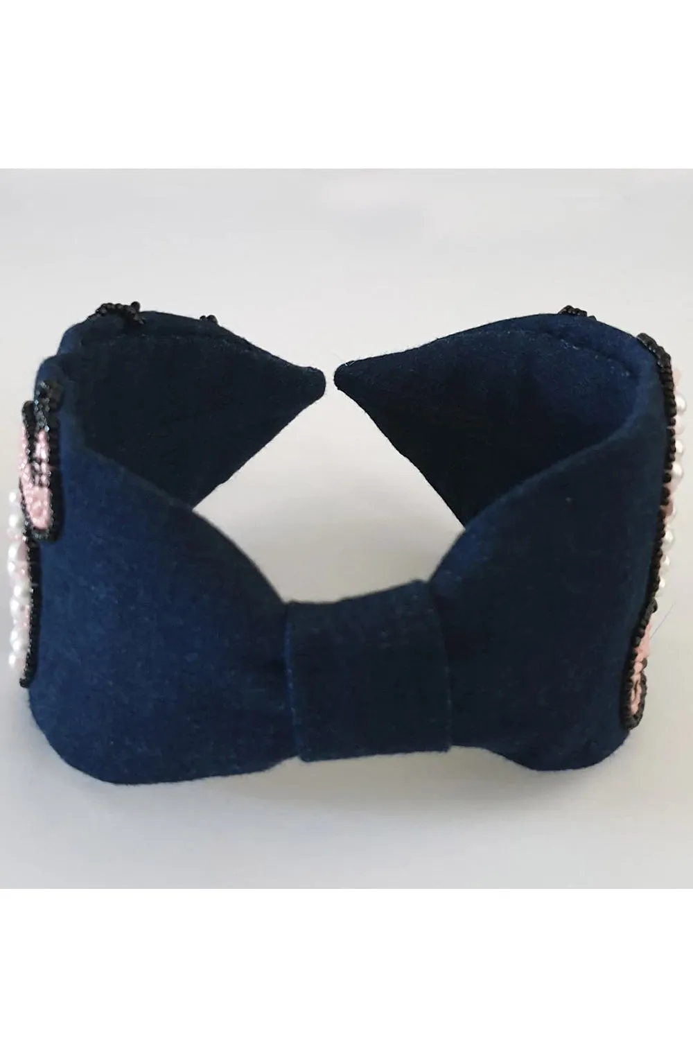 Navy blue denim hairband