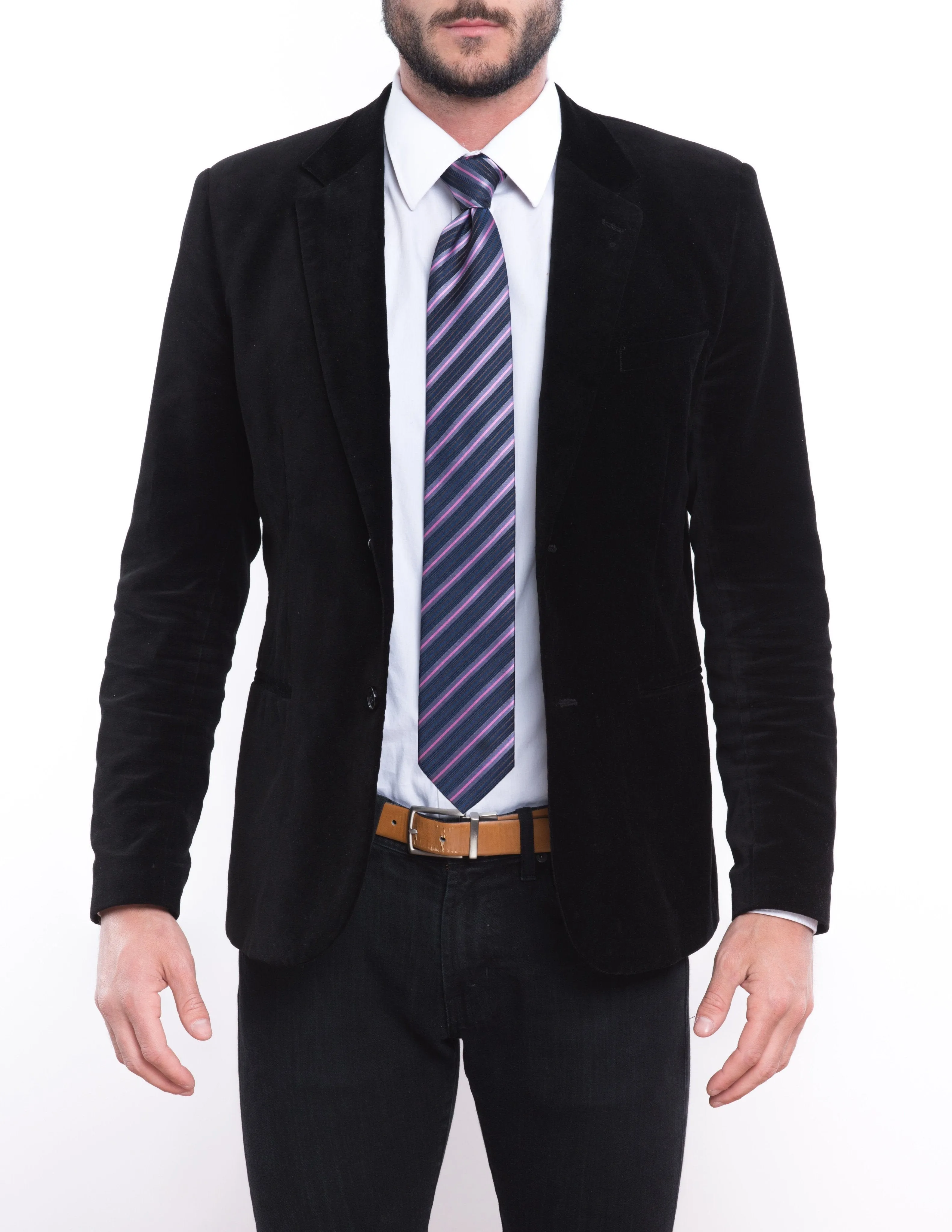 Navy Blue Pink Striped Tie
