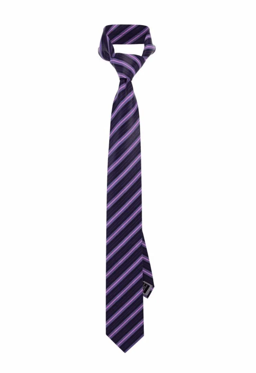 Navy Blue Pink Striped Tie