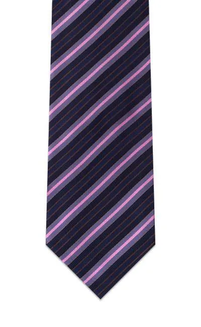 Navy Blue Pink Striped Tie