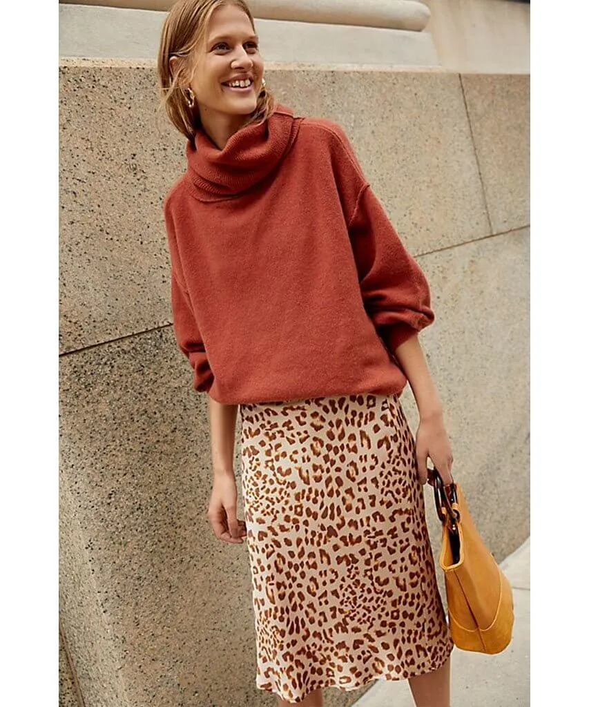Normani Bias Printed Camel Combo Skirt