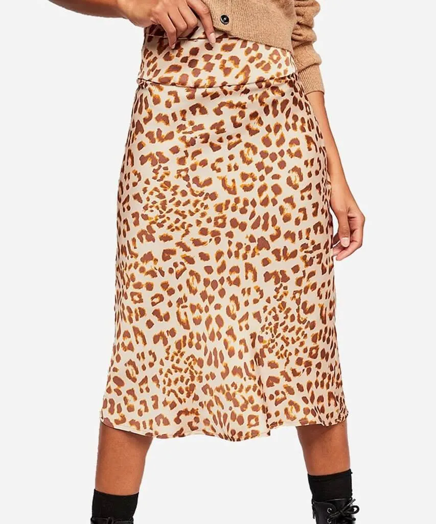 Normani Bias Printed Camel Combo Skirt