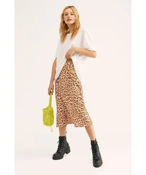 Normani Bias Printed Camel Combo Skirt