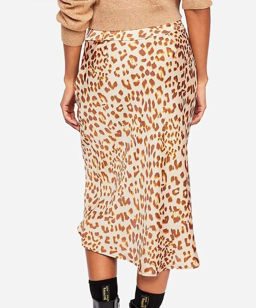 Normani Bias Printed Camel Combo Skirt