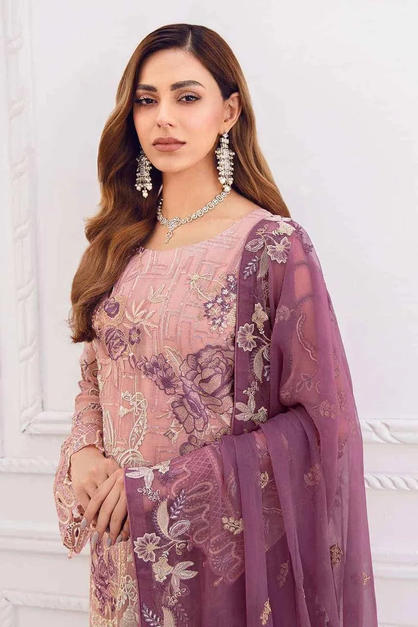 Salwar Suit Set in Light Pink with Intricate Heavy Embroidery