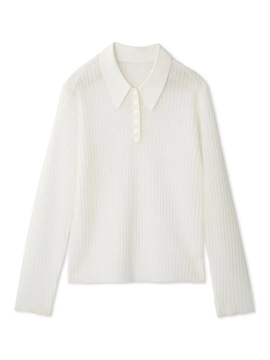 Sheer Knit Collared Top